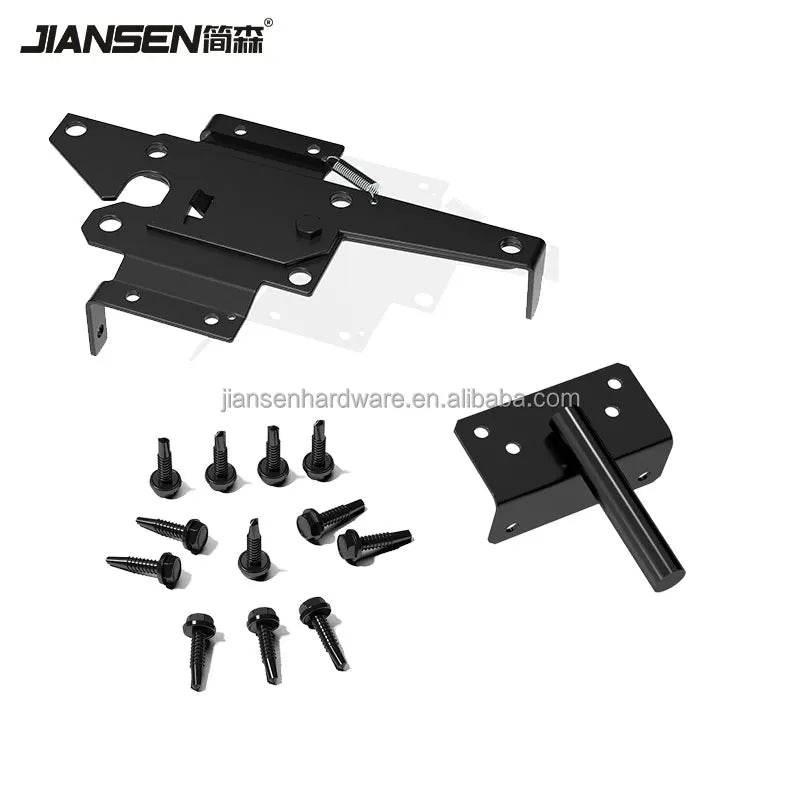 Heavy Duty Fence Self-Locking Black Gate Gravity Latch Steel Automatic Gravity Lever Wood Fence Gate Latches