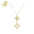 18K Gold Filled Four-Pointed Star Pendant Necklace for Women Korean Style Zircon Stone with Link Chain for Weddings