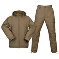 Men's Tactical Winter Jacket Pants Set Waterproof Breathable Camouflage Fleece Lined Warm Hooded Coat for Hunting Hiking