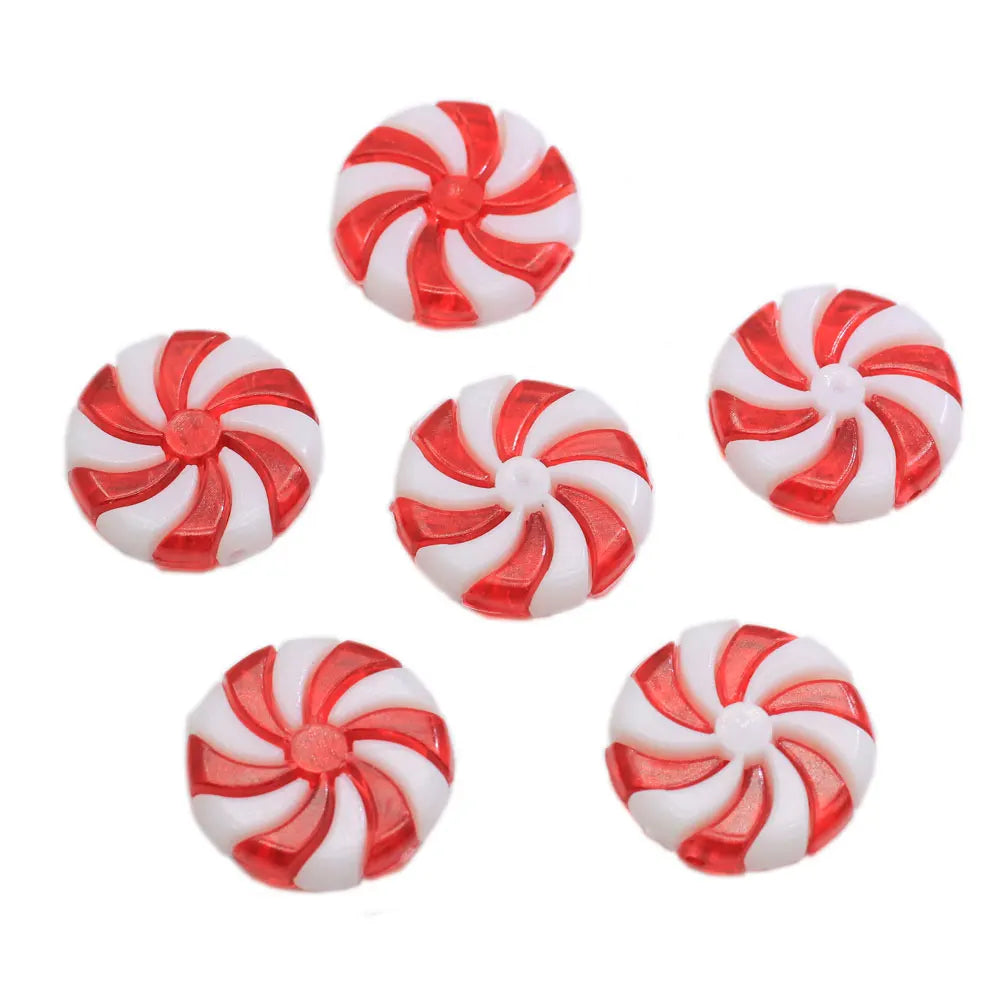 Resin Sweet Swirl Windmill Candy Dessert Loose Spacer Beads White Red  Dessert Embellishment Decor