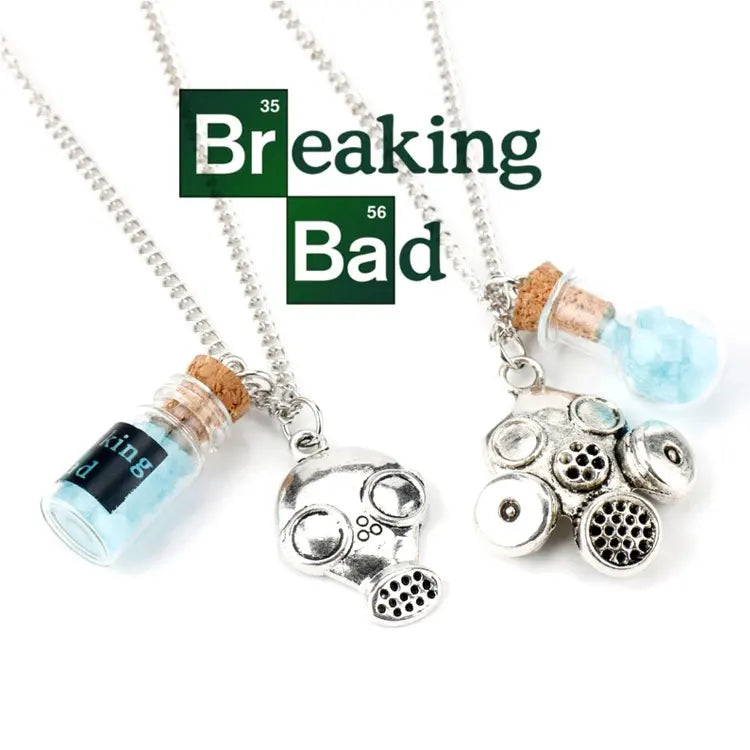 Creative DIY Blue Crystal Bottle Pendant Necklace Jewelry Personalized Custom Movie Breaking Bad Necklace Keychain Men Women