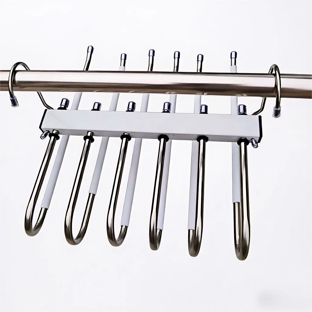 5 in 1 Aluminum Pants Hanger Space-Saving Foldable & Flexible Glossy Hooks Scarf Trousers Closet Organizer Living Room Travel