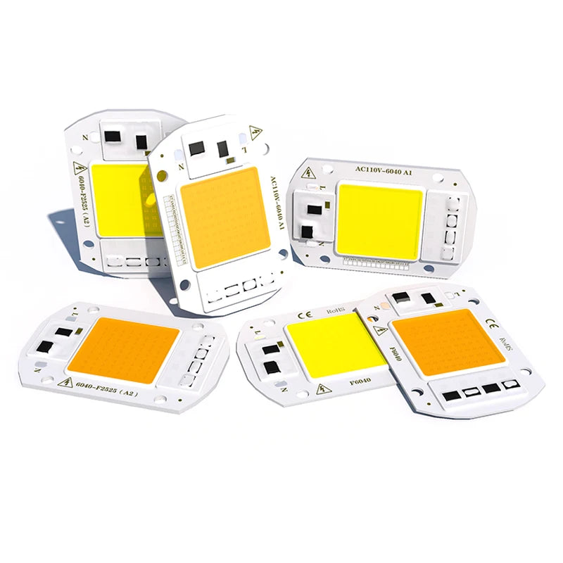 Cool Warm White Smart COB LED Chip 10W-50W 110V/220V AC High Power Integrated Aluminum Surface Light Source for LED Grow Light