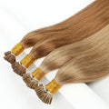 Human Hair Extension Light Color Straight Brown Micro Link I Tip Hair Extensions MegaBDM