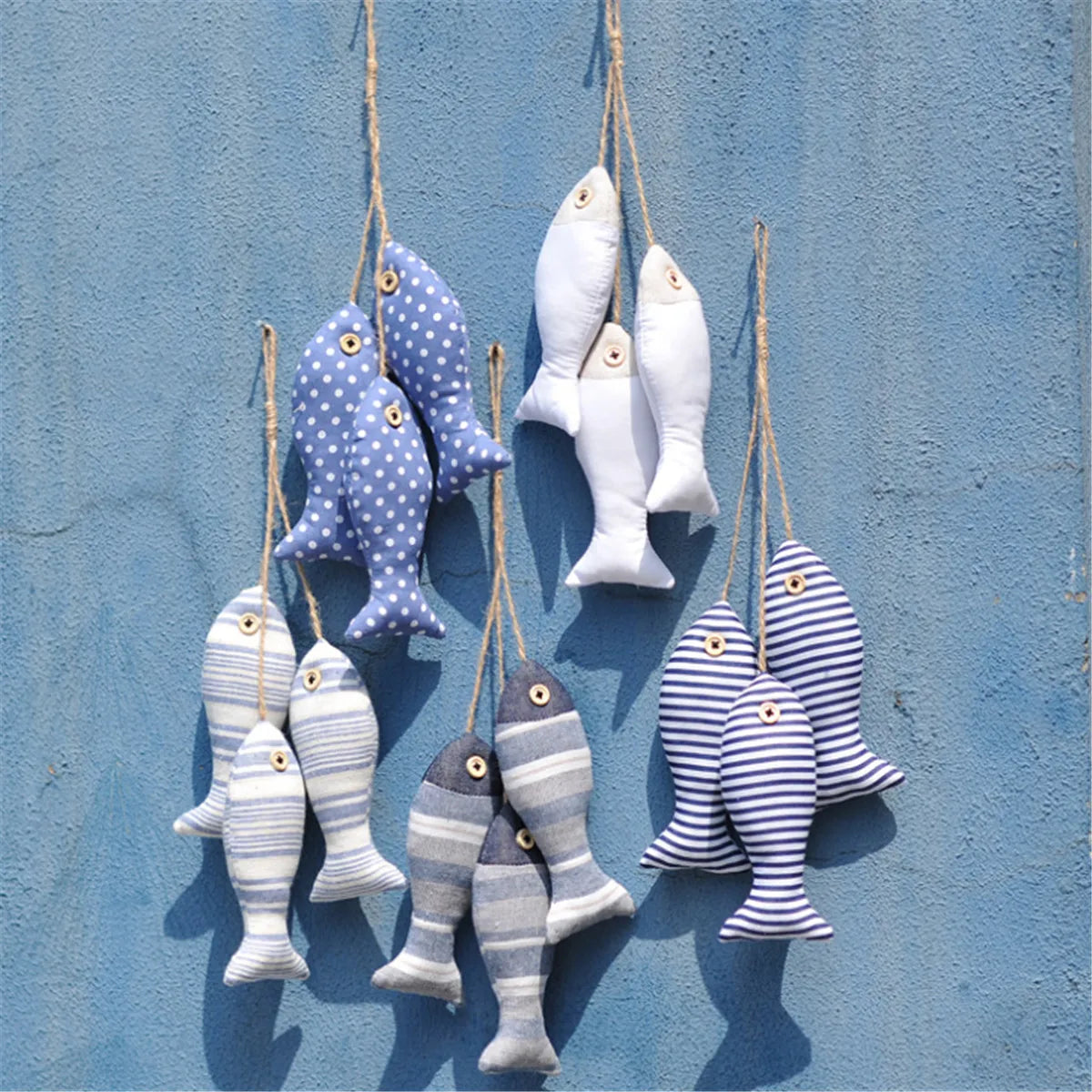 Fashion Cotton Striped Nautical Seaside Fish Cloth Ornaments Home Door Hanging Attractive Decoration