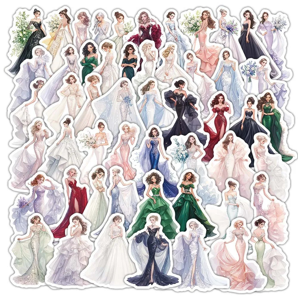 54PCS Elegant wedding dress girly princess sticker