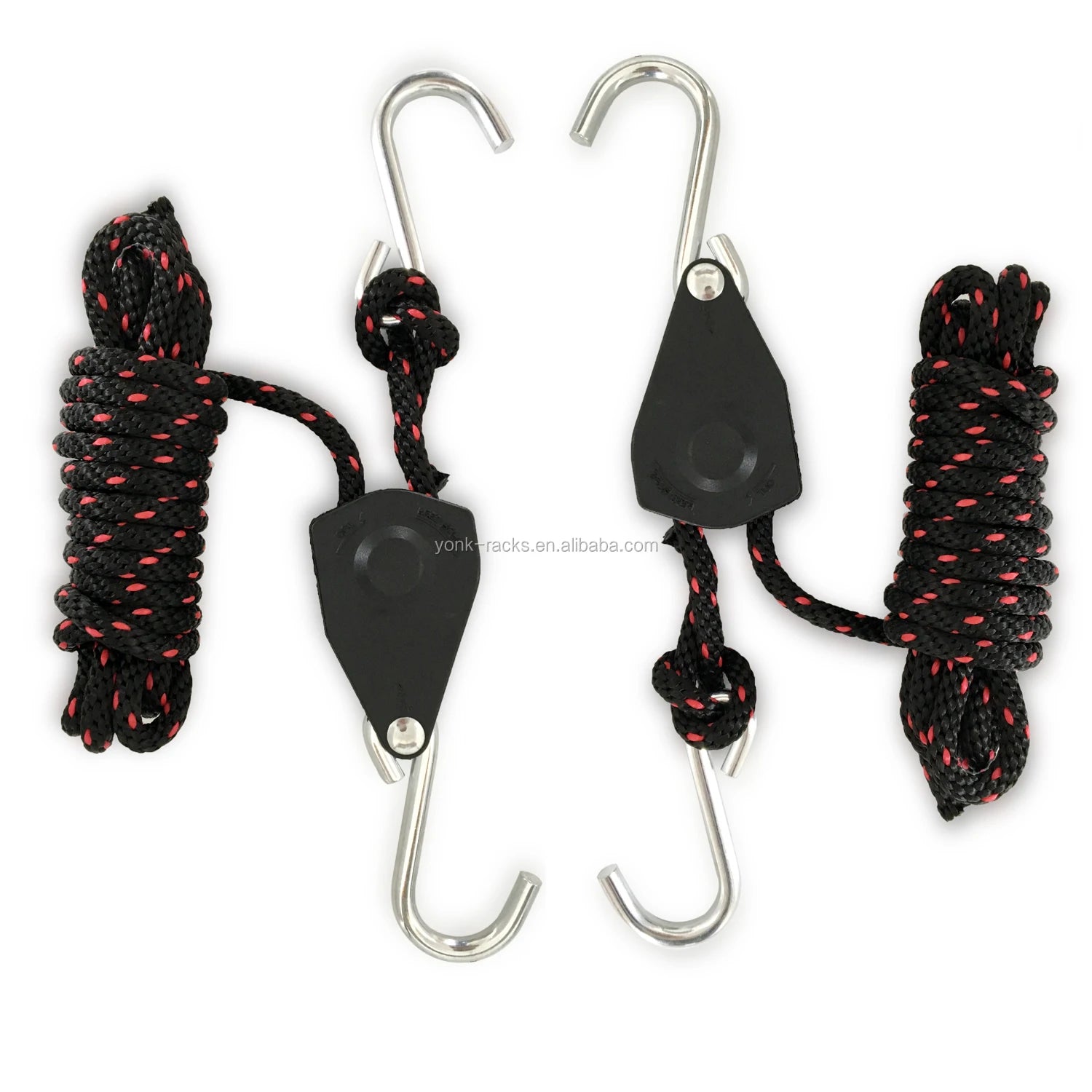 Yonk Ratchet Rope  1/4" X 10ft Tie Down Straps Heavy Duty Adjustable Pulley Rope Clip Hanger for Kayak Canoe