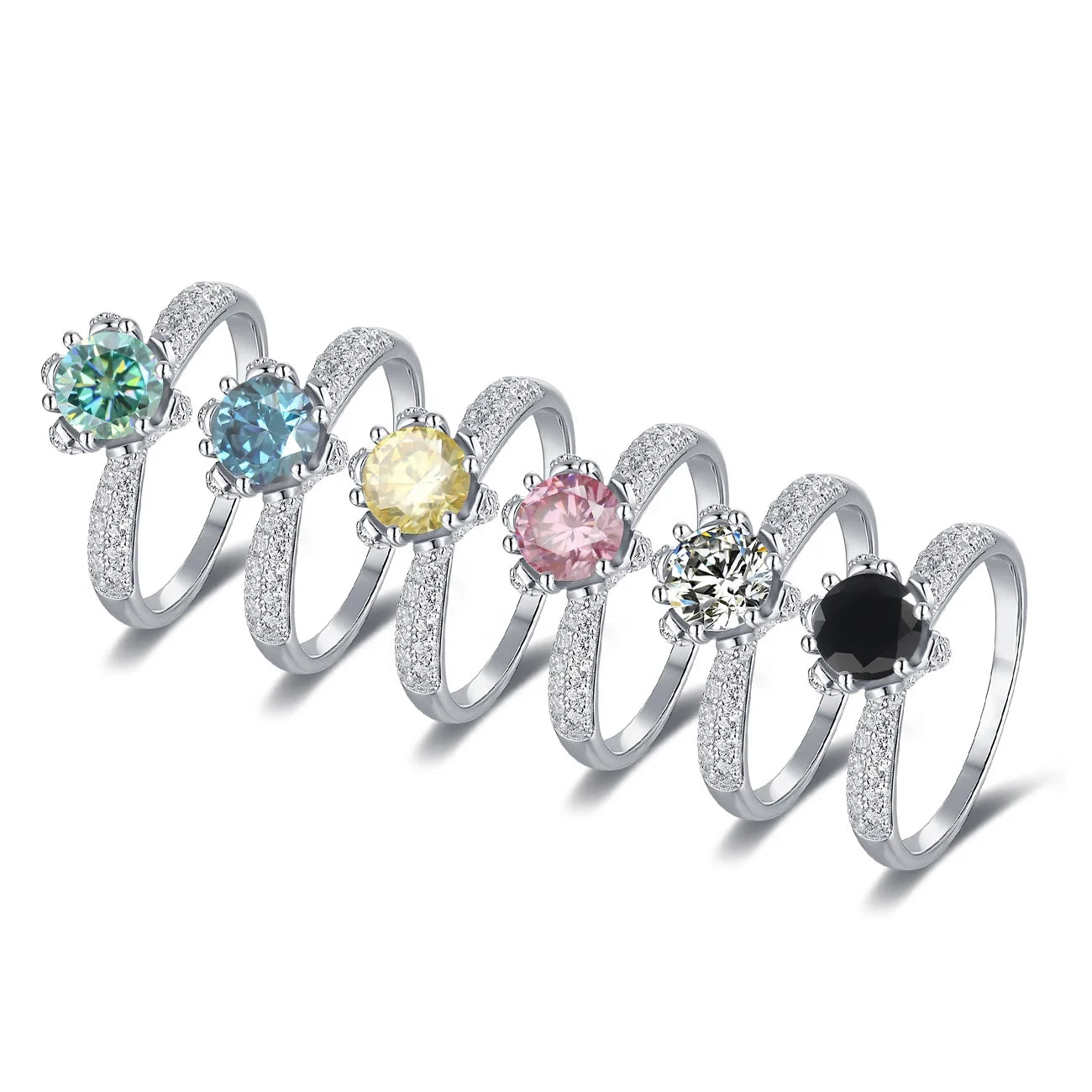 Abiding Jewelry Factory OEM/ODM Custom Jewelry Wholesale 1CT Women Ring Sterling Silver Moissanite Jewelry