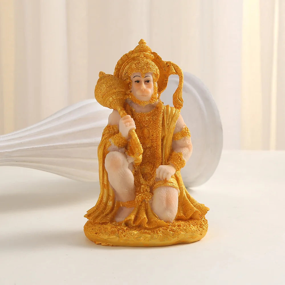 New Eco-Friendly Resin Hand-painted Statue Buddhist Hindu Monkey God Hanuman Sculpture for Religious Home Decor Temple Ornaments
