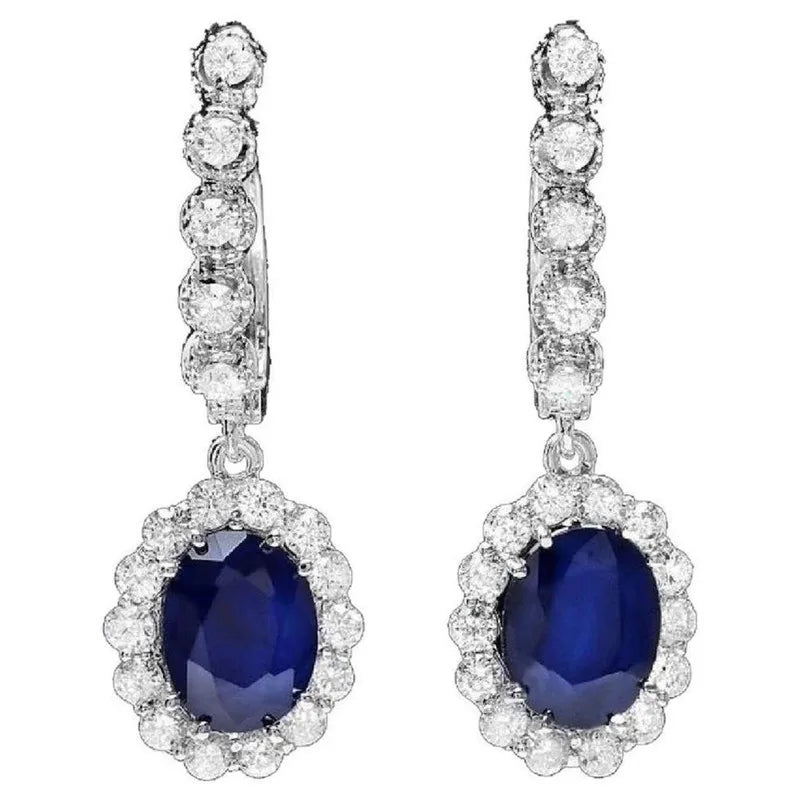 CAOSHI Noble Women Earring Dazzling Oval Blue/White Zircon Pendent Wedding Engagement Party Elegant Female Drop Earrings Jewelry