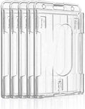 Hard PC Vertical Transparent Plastic Acrylic ID Credit Card Holder Protector with Thumb Slot for Working Bank Cards and Badges