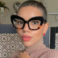 7725 Popular Plastic Large Frame Optical Glasses Fashion Blue Light Filter Cat Eye Black Glasses for Women