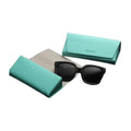 Custom logo Blue White Luxury Soft PU Leather Glasses case Magnetic Flap case Compression Resistant case Bag Eyewear Flannelette
