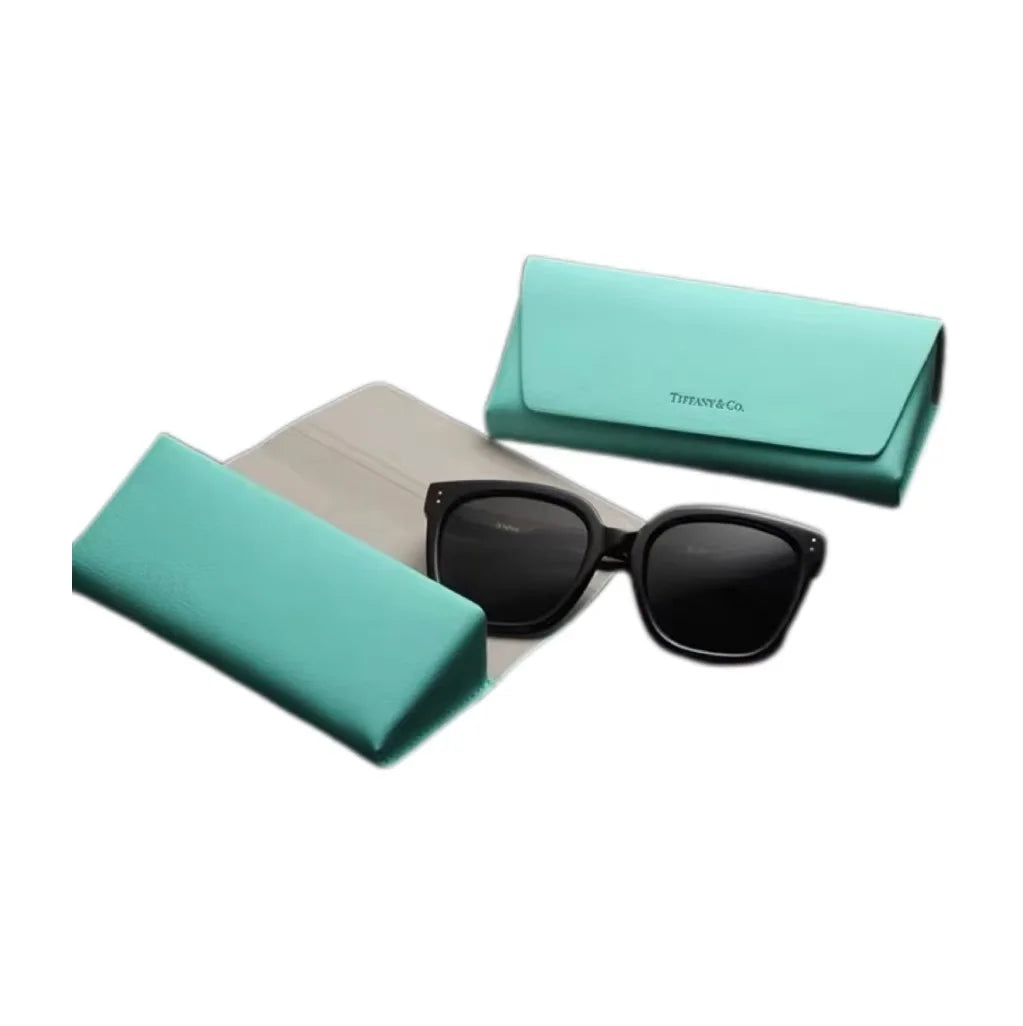 Custom logo Blue White Luxury Soft PU Leather Glasses case Magnetic Flap case Compression Resistant case Bag Eyewear Flannelette
