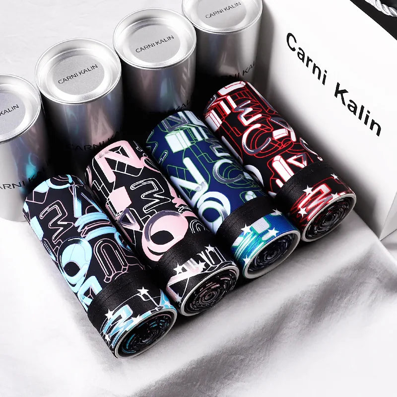 Nylon Men Boxers Shorts Fashion Mid-rise Panties Ice Silk Boxer Briefs Wholesale High Quality Canned 4 Packs for Men Knitted