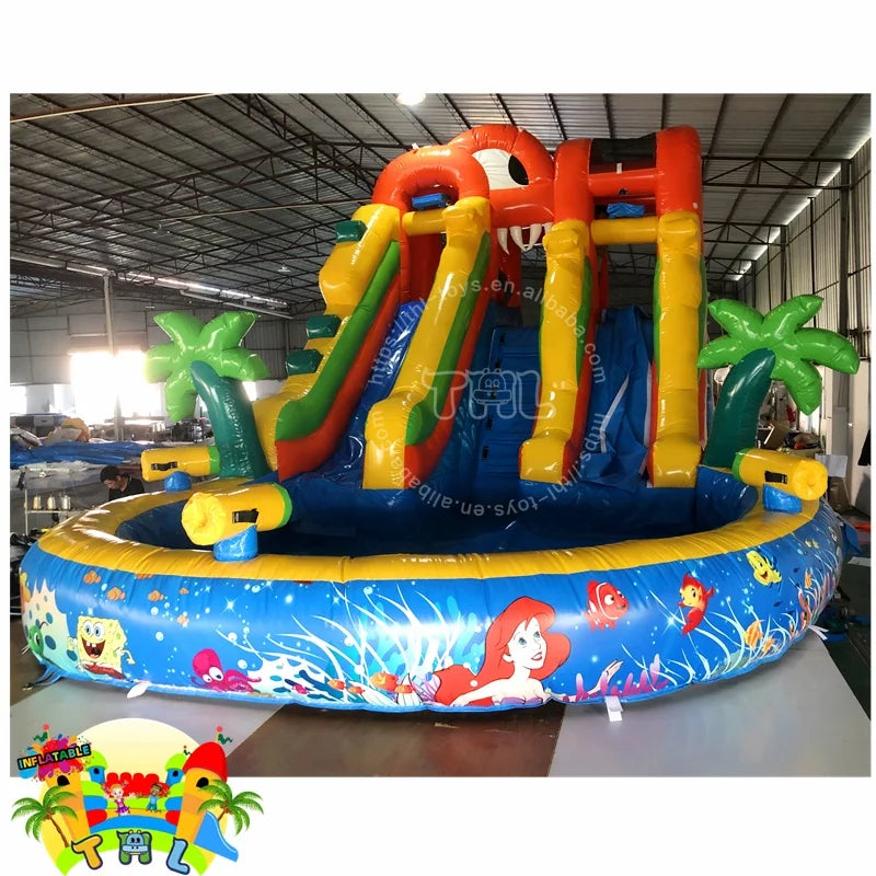 Octopus Fun City with Water Slide  Inflatable Water Slide with Pool