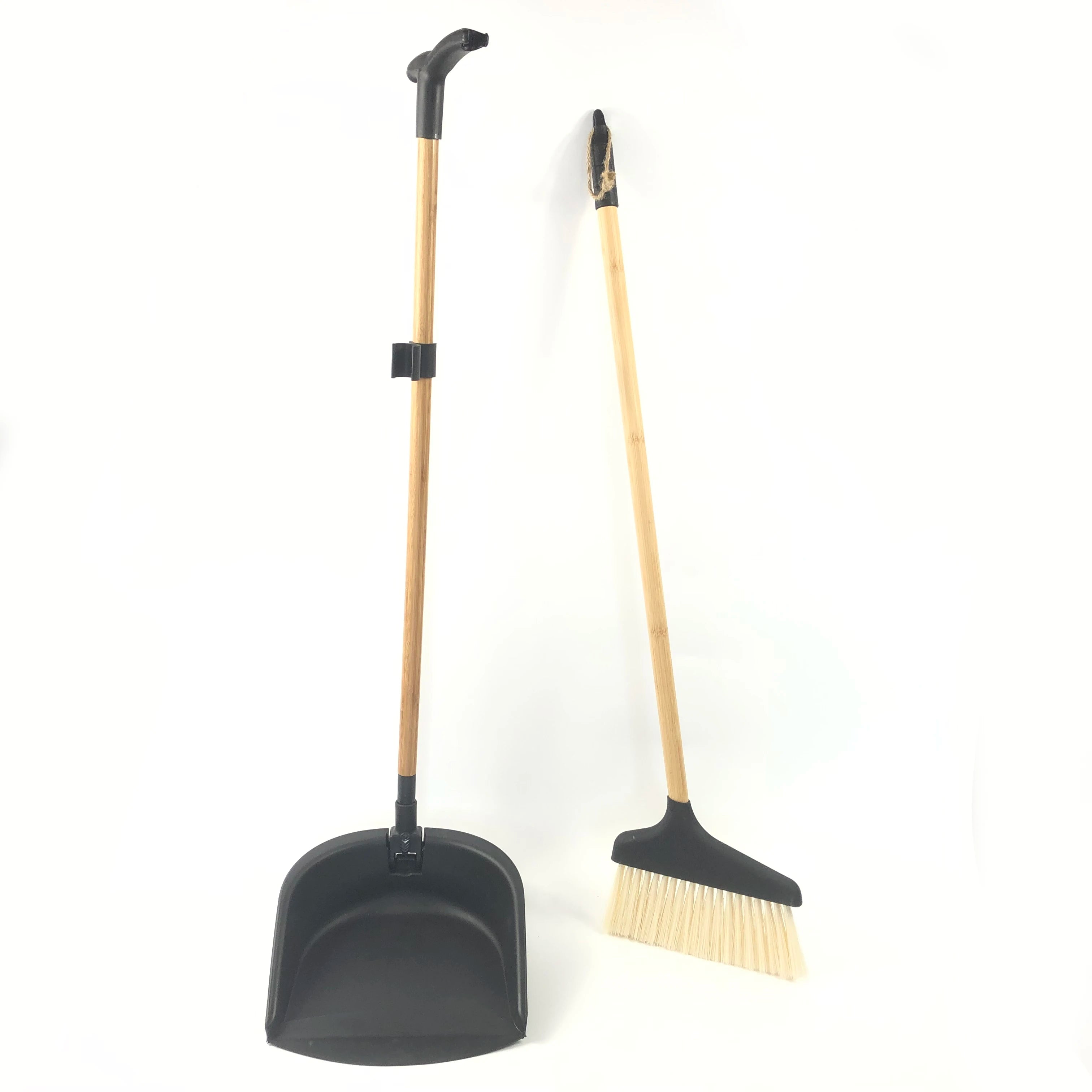 Supermarket Household Cleaning Set Long Bamboo Handle Horse PET Broom with Plastic Dustpan