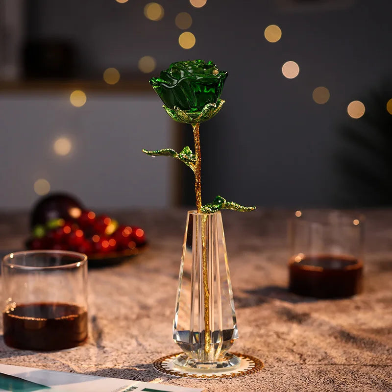 NEW Diy Crystal Glass Vase with Crystal Glass Flower for Girl Gift