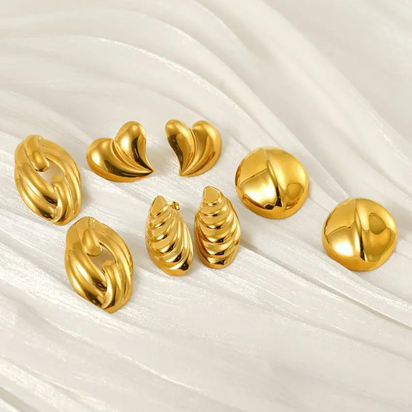 Fashion Jewelry Stainless Steel 18K  Gold Plate C Shape  Multiple Layer Stud Earrings for Women Jewelry
