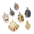 Skull Shell Pendant Gold Plate Cubic Zirconia Charm for DIY Making Fashion Necklaces Bracelets Jewelry Pendants Jewelry