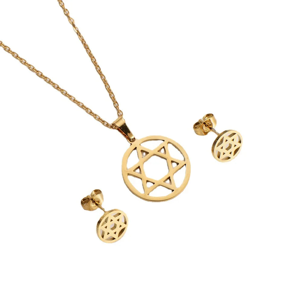 2022 Luxury Creative Golden Star Design Pendant Making Ladies Jewelry Set