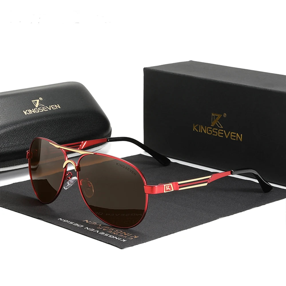 KINGSEVEN Glasses Men 2022 Stainless Steel Pilot Polarize Sun Glasses for Men Driving Eyewear Glasses Women Shades 7432