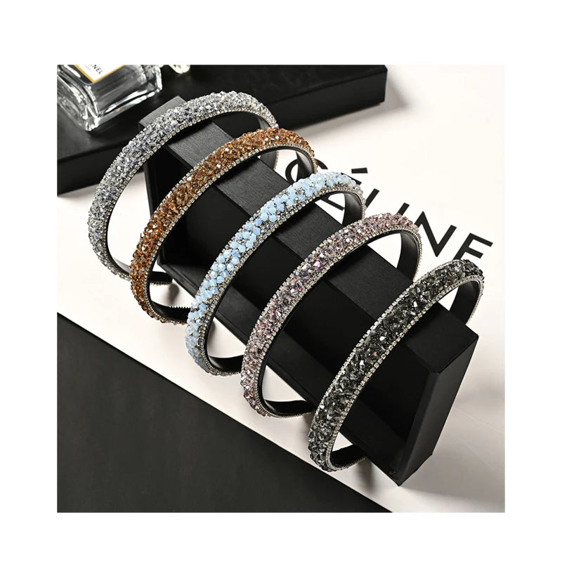 Korean Style Rhinestone Sequin Headband Female Classic Wild Personality Diamond Headbands Fine Edge Headwear