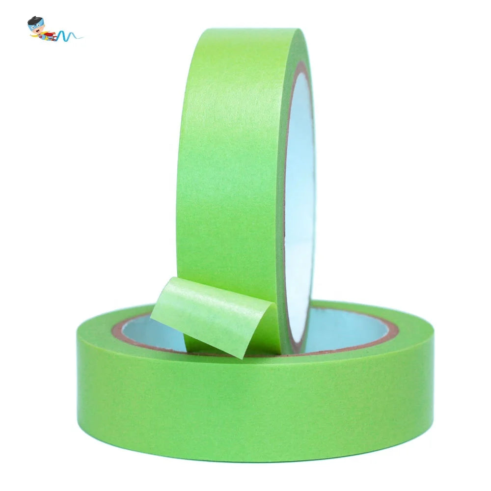 2- Green Color Recyclable Heat UV Resistant Low Adhesion Sticky Spraying Painting Masking Crepe Washi Paper Self Adhesive Tape