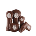 Premium Brown Color Pu Leather Golf Driver Head Cover With Maya Totem Embroidery Logo
