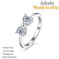 Factory Jewellery Jewelry S925 Sterling Silver Precious Metal Double Heart VVS Moissanite Ring for MOM Women