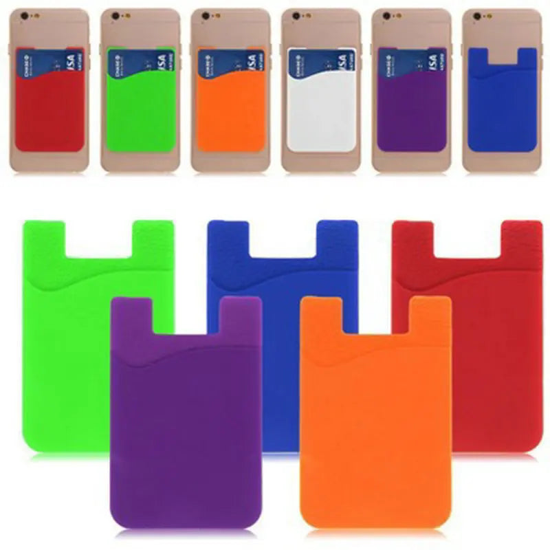 Single-Layer Silicone Card Holder Button UV Color Silk Screen Printing Logo Bank Card Back Sticker for Mobile Phone Wallet