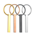 Personalize Engraved Custom Logo Name Metal Stainless Steel Keychain Blank 4 Sided Vertical 3D Bar Key Chain for Couple Souvenir