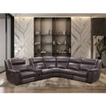 Modern Corner Sectional Electric Power Recliner Brown Genuine Leather  Sofa Set Living Room Furniture with Speaker Console