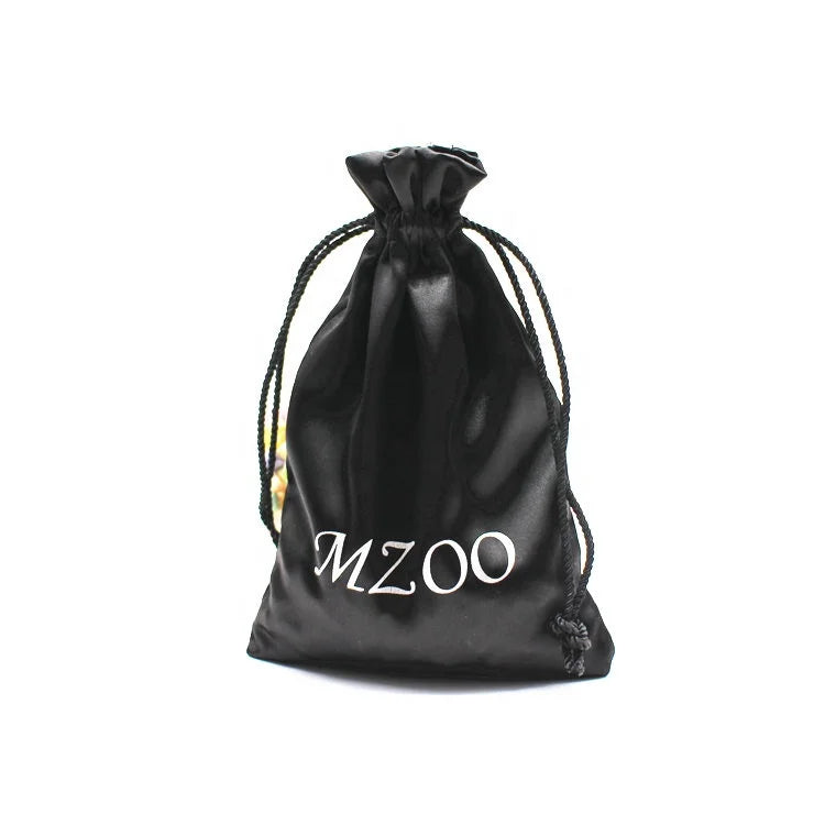 Factory-Sold Custom Logo Satin Drawstring Gift Pouch Simple Design Hair Extension Wig Bag Eco-Friendly Hair Accessories