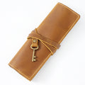 Handmade Genuine Cowhide Leather Pencil Case Zipper Nature-inspired Pen Protection Bag Holder for School Supplies Office