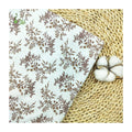 Organic Little Brown Leaves Floral Printed Woven Plain Muslin Double Gauze Crepe 100% Cotton Fabric for Girls & Boys Clothing