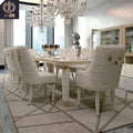Classic Big Rectangular 10 Chairs Dining Table Sets Marble Top Luxury Villa Home Furniture Metal