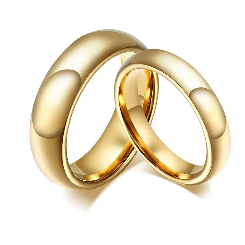 2022 Hot Sale Marriage Proposal Ring Gold Glossy Ring Jewelry Stainless Steel Couple Ring for Women Men