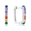 Qingxin Custom OEM Vintage Style Fine Jewelry 925 Sterling Silver Colorful Zircon Huggies Hoop Square Earrings for Womens