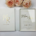 Custom Design Gold Foil Printed Velvet Wedding Invitations Box Vellum Paper Jacket Wrap Acrylic Invitations De Mariage De Luxu