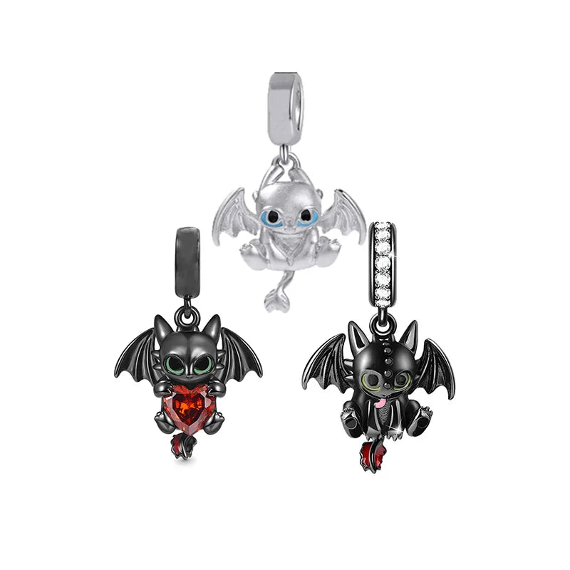 Factory Price Copper Cartoon Black and White Flying Dragon Beads Fit Original Brand Charms Bracelet for Jewelry Women Making