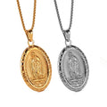 Vintage Virgin Mary Necklace 18K Gold Plated Women Men Christian Jewelry Cross Miraculous Medal Guadalupe Pendant Necklace