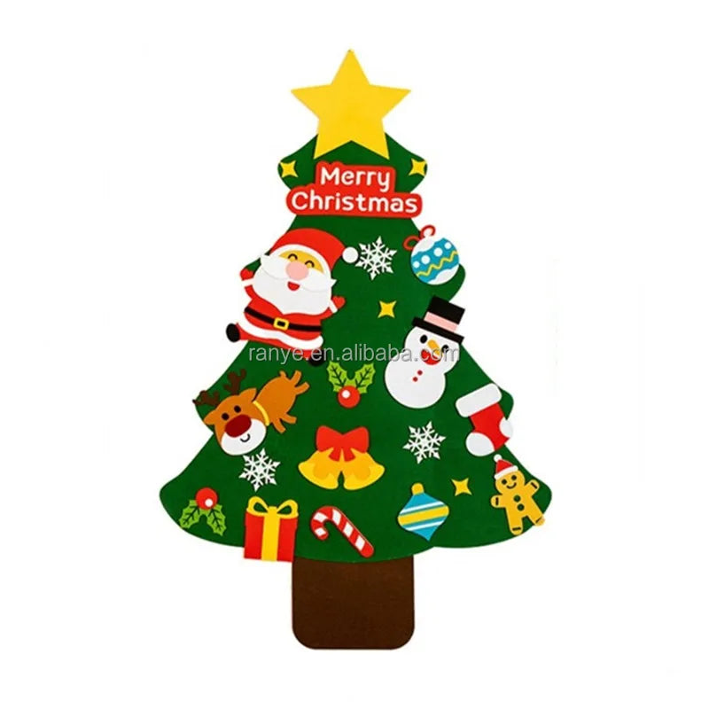 Felt Christmas Tree Set Xmas Early Learning Interactive Play Kit Wall Hanging Gift Christmas Decoration