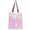 Pink Glitter Tote for Women Fashion Large Capacity Shiny Reversible Mermaid Shopping Bags Pouch Sequin Shoulder Bag