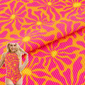 Ribbed Textured Polyamide Elastane Floral Designs Printed 4 Way Stretch Fabric Design Print Swimwear