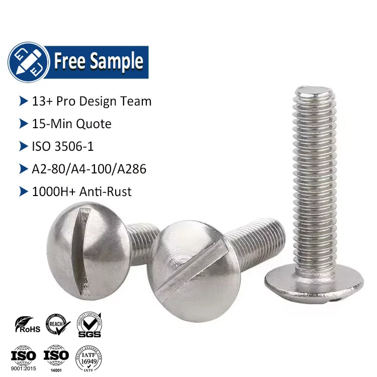 Customized Stainless Steel Truss Round Head Slotted Minus Drive Machine Screw Metric Imperial Standard