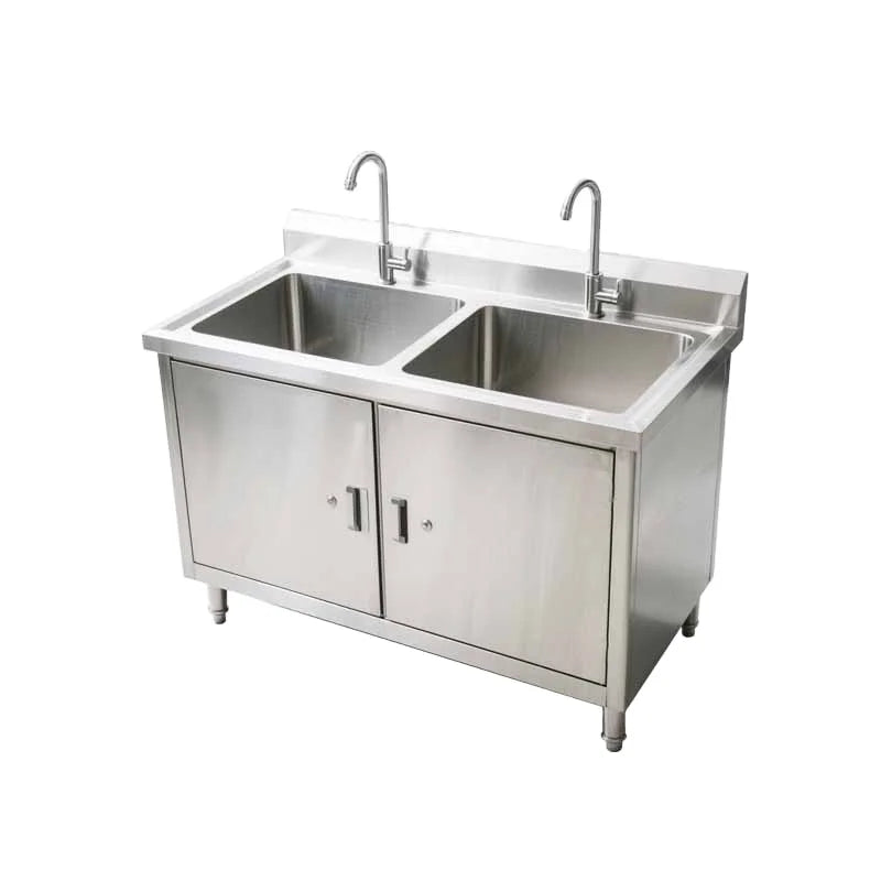 Chinese Factory Commercial Single Bowl Kitchen Washing Sink Cabinet Stainless Steel Double Sink Kitchen Equipment