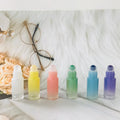 Wholesale 5ml Ombre pink Green Purple Yellow White Blue Gradient Essential Oil Glass Bottle with Gemstone Crystal Roller