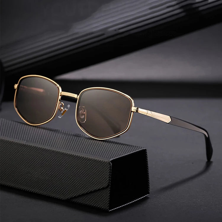 Polygon Rhombus Retro Small Frame Sun Glasses Shades Oculos De Sol UV400 2025 New Metal Frame Sunglasses for Men Women