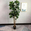 Artificial Plant Plastic Fiddle Leaf Fig Tree 3 Branch Wood Trunk Green 120-180cm Fall Art Decor for Hotels